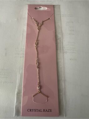 Crystal Haze Gold-Tone Hand Chain Bracelet